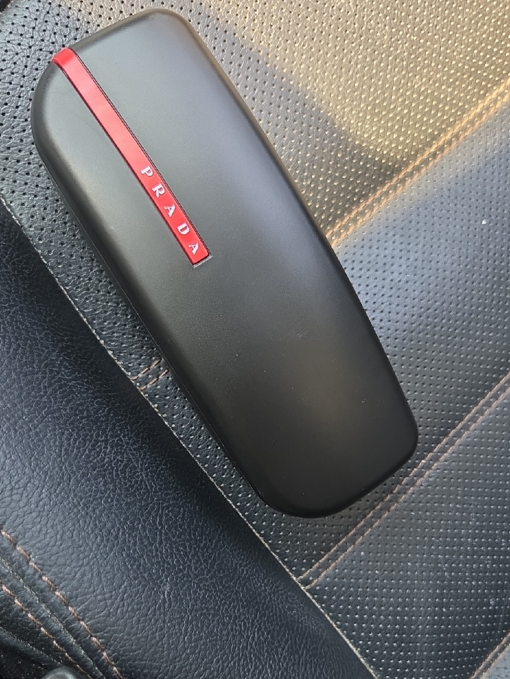 Prada Black Eyewear Case with Red Stripe